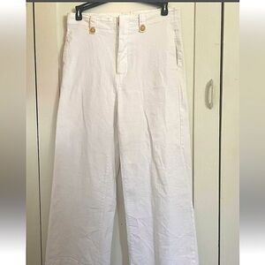 LA MIEL Junior Large, Crisp Summer Vacation Cream Wide-leg Button Tab Boho Pants